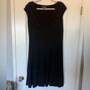 Ralph Lauren 🖤 Black Cap-Sleeve Faux Wrap Maxi Dress